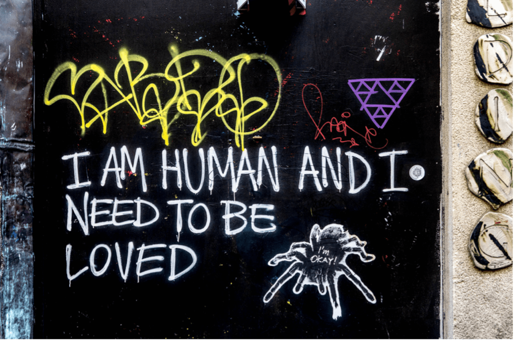 I am human and I need to be loved – dublin street art by William Murphy